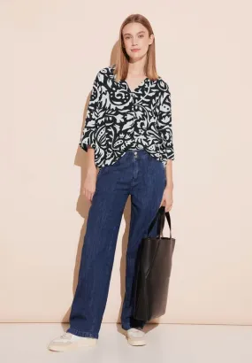 344574- Navy Print Blouse - Street One