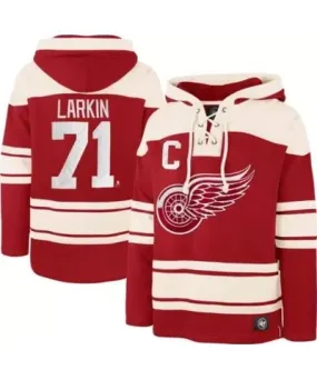 '47 Men's NHL Dylan Larkin Detroit Wings Captain Patch Player Name & Number Lacer Pullover Hoodie