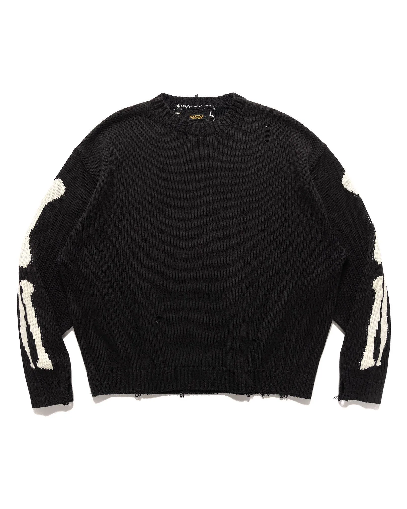 5G Cotton Knit BONE Crew Sweater Black