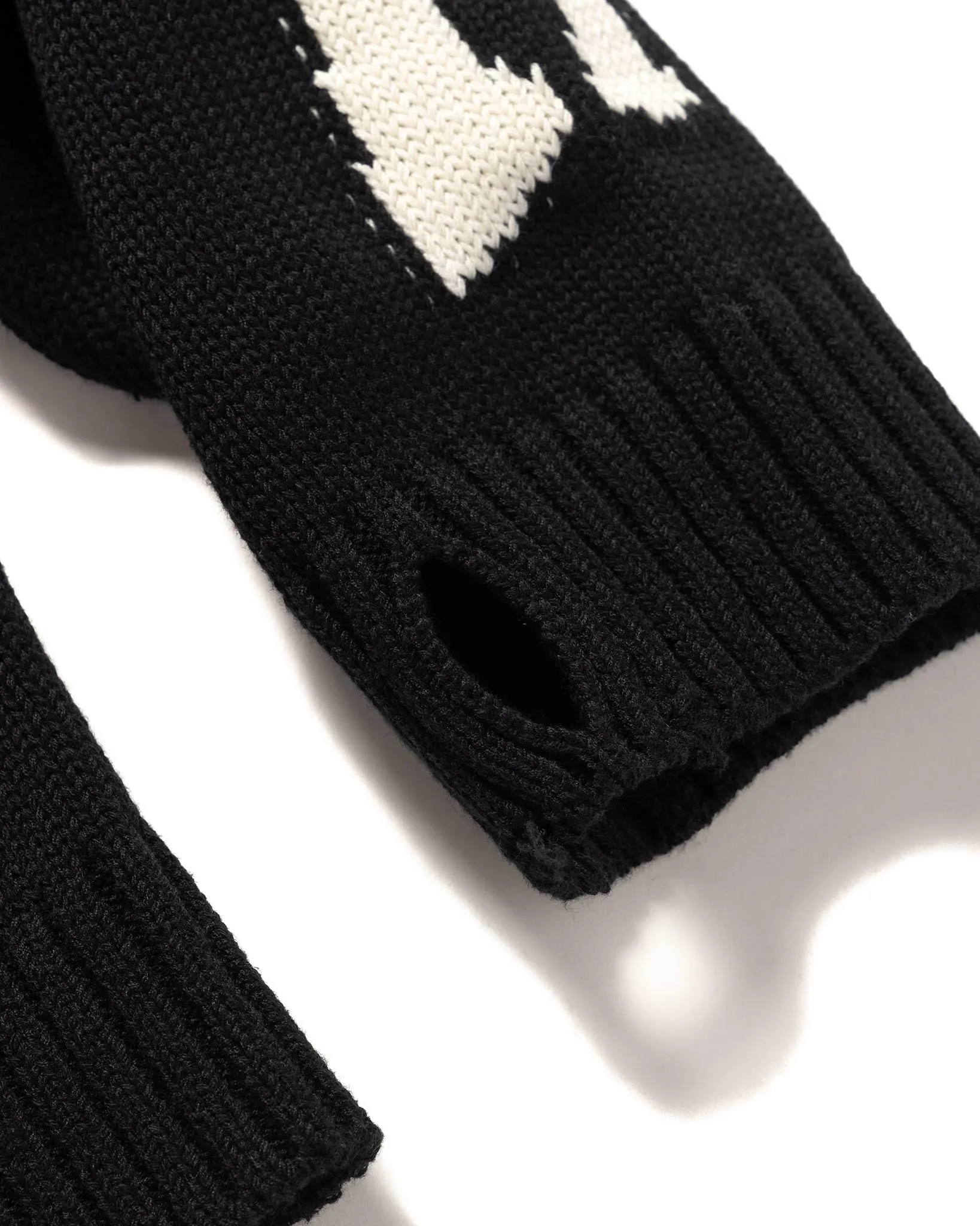 5G Cotton Knit BONE Crew Sweater Black