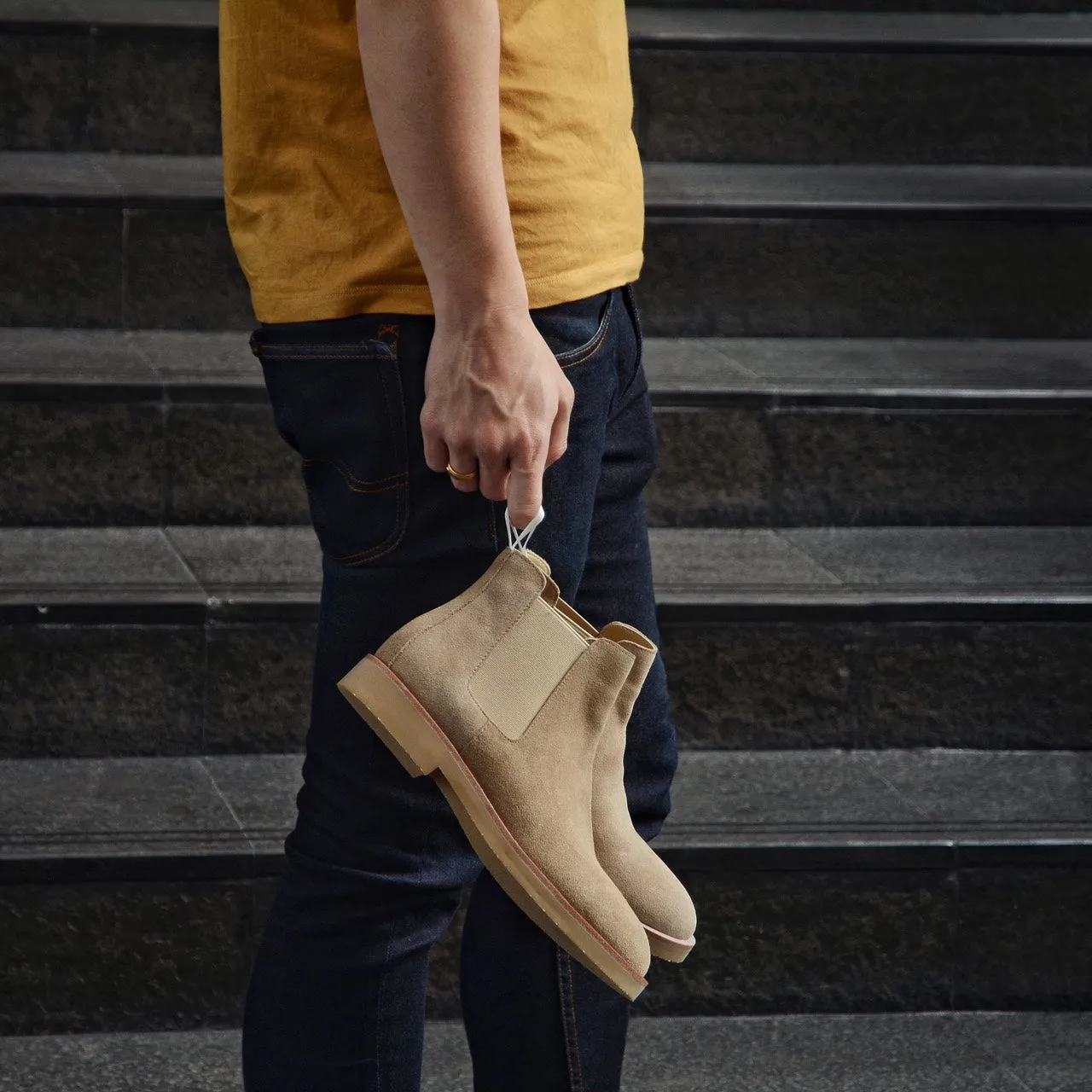 901 Chelsea Boots Suede Lamb Beige