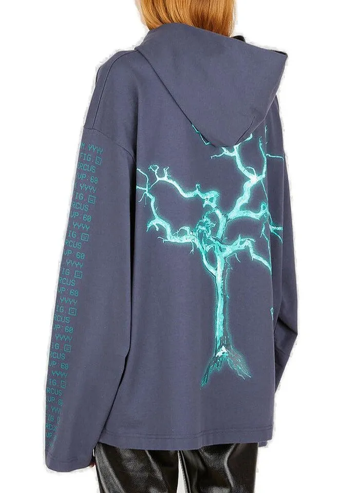 Acne Studios Lightening Tree Print Oversized Hoodie