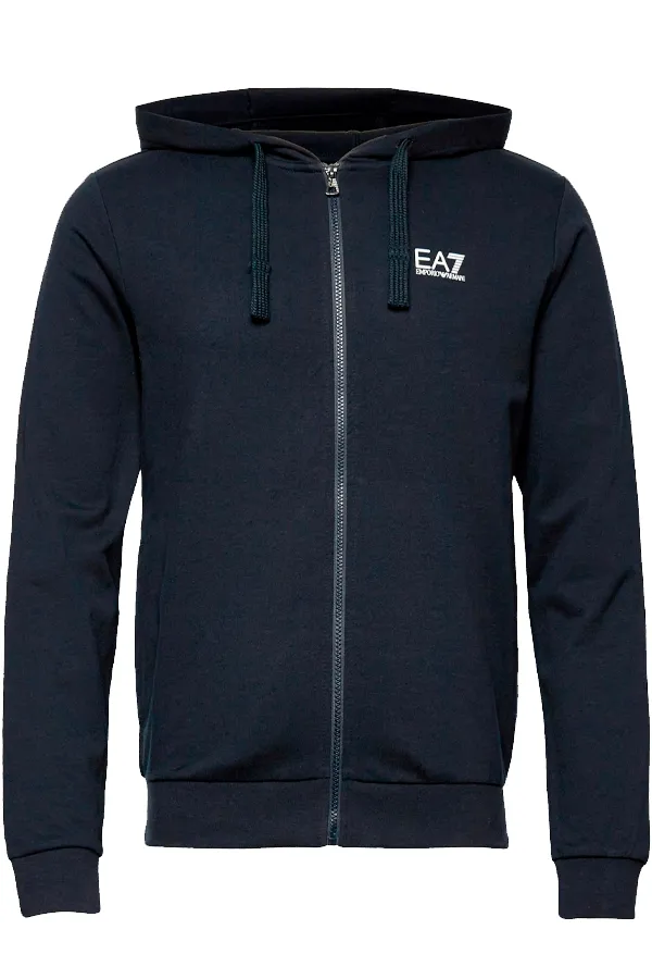 Armani EA7 ID Logo Zip Hoodie Navy