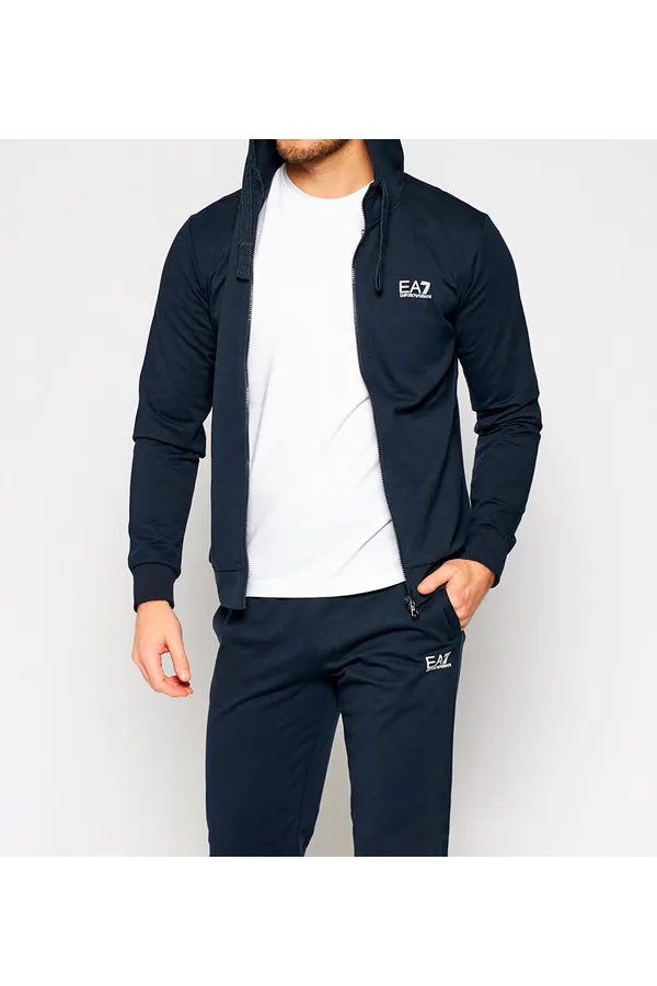 Armani EA7 ID Logo Zip Hoodie Navy