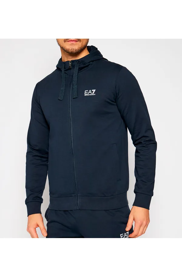 Armani EA7 ID Logo Zip Hoodie Navy