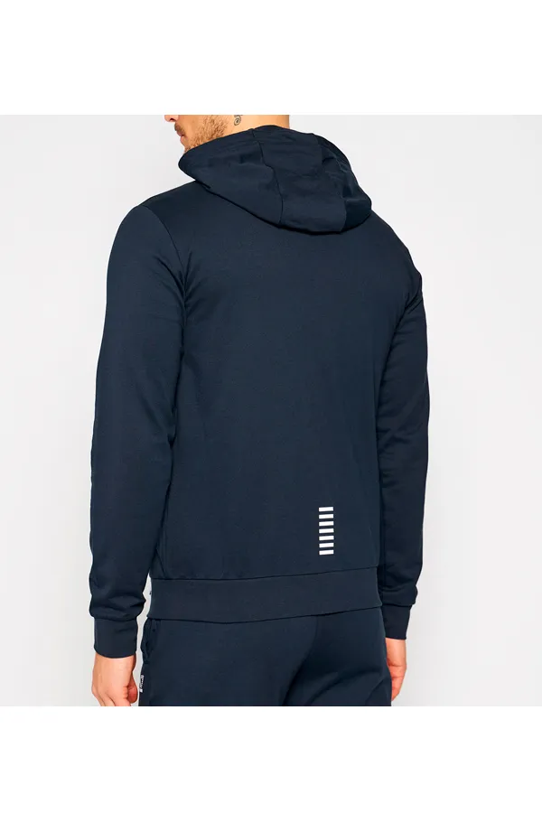 Armani EA7 ID Logo Zip Hoodie Navy