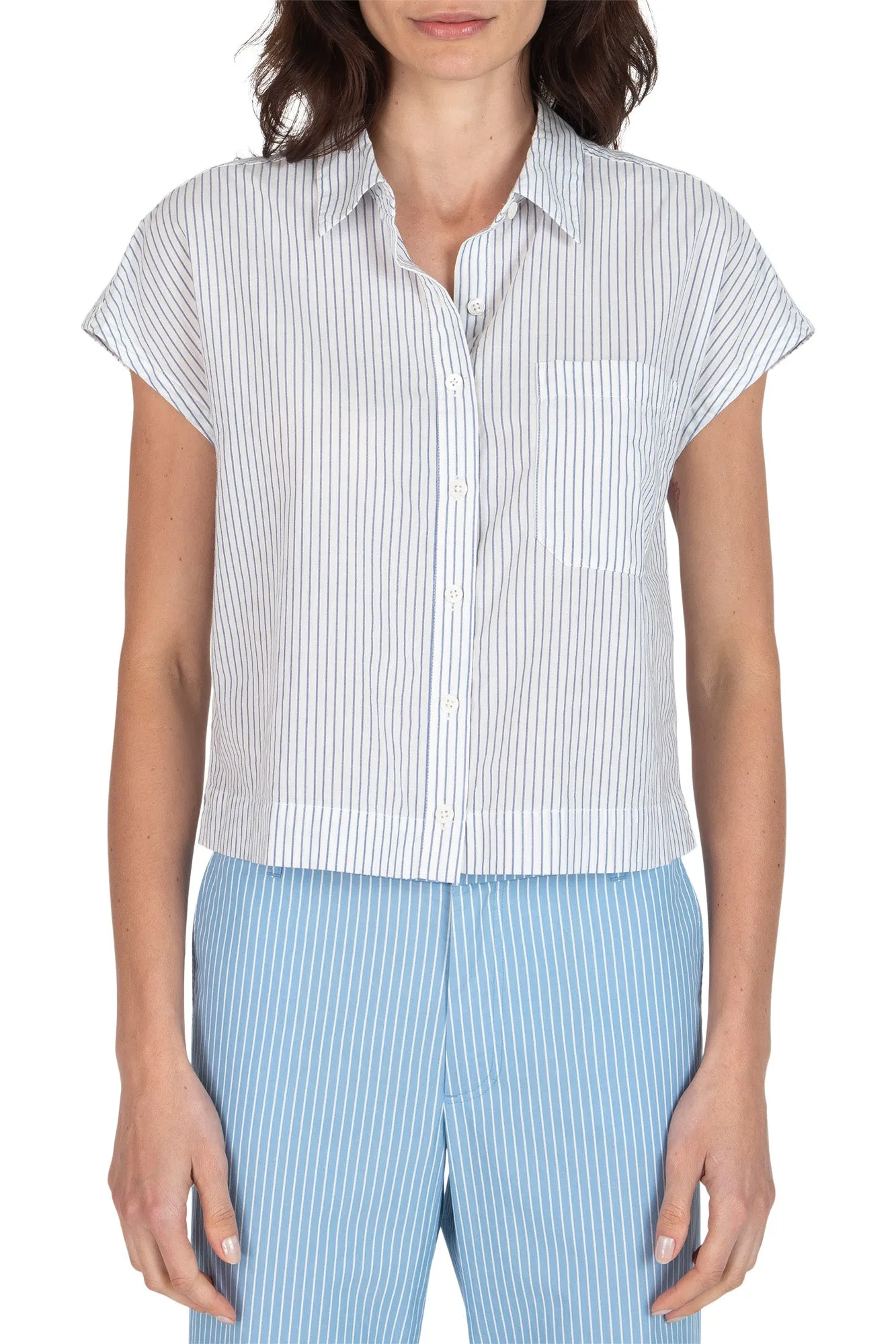 ATM Lightweight Shirting Shirt in White-Summer Sky