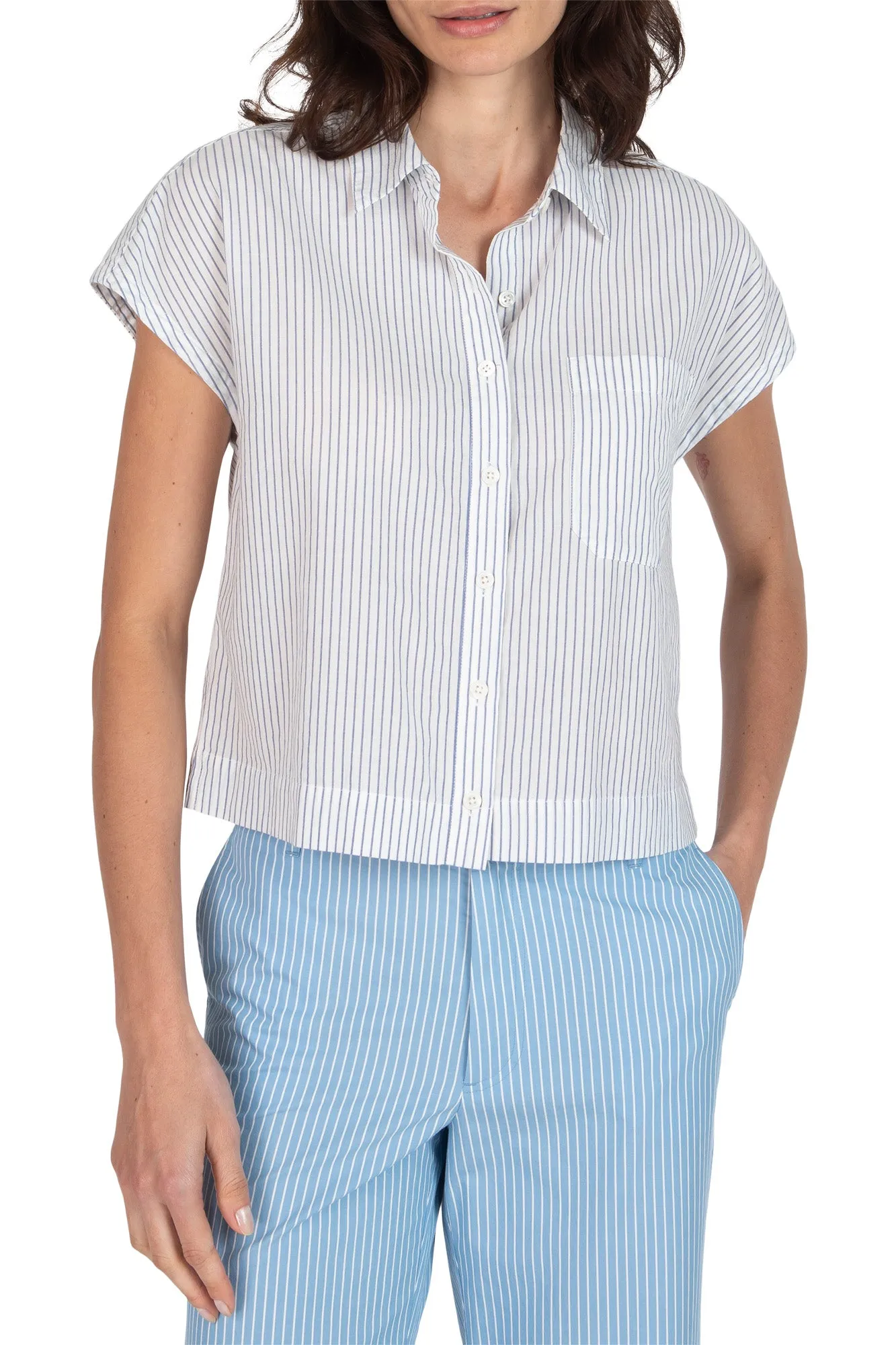 ATM Lightweight Shirting Shirt in White-Summer Sky