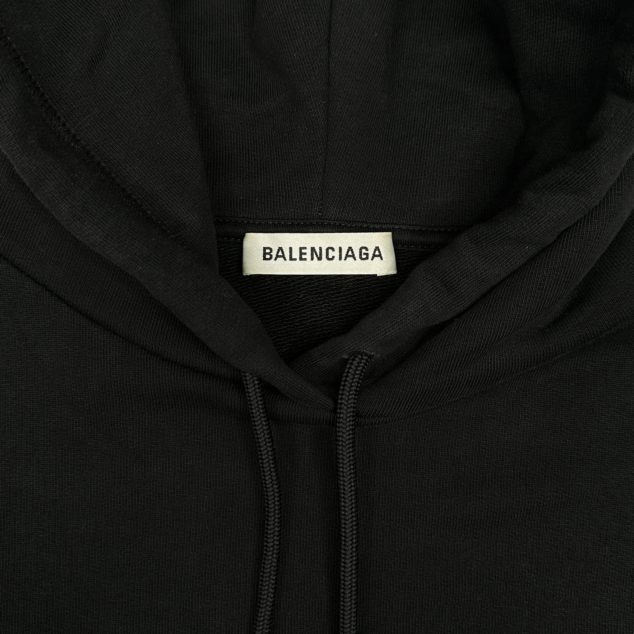 BALENCIAGA 2017 BACK LOGO PRINT HOODIE - BLACK