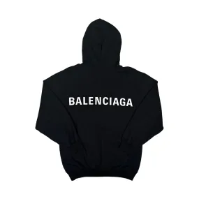 BALENCIAGA BACK LOGO PRINT HOODIE - BLACK (XS)