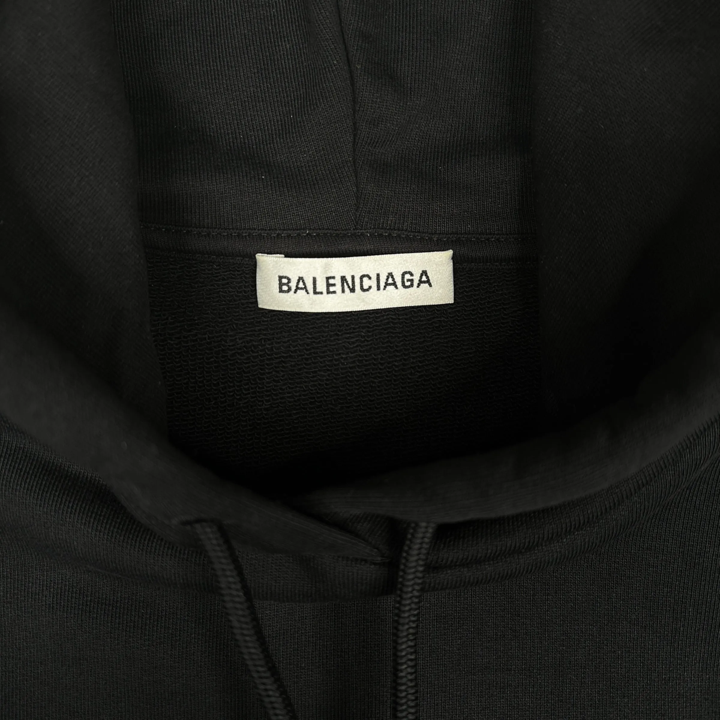 BALENCIAGA BACK LOGO PRINT HOODIE - BLACK (XS)