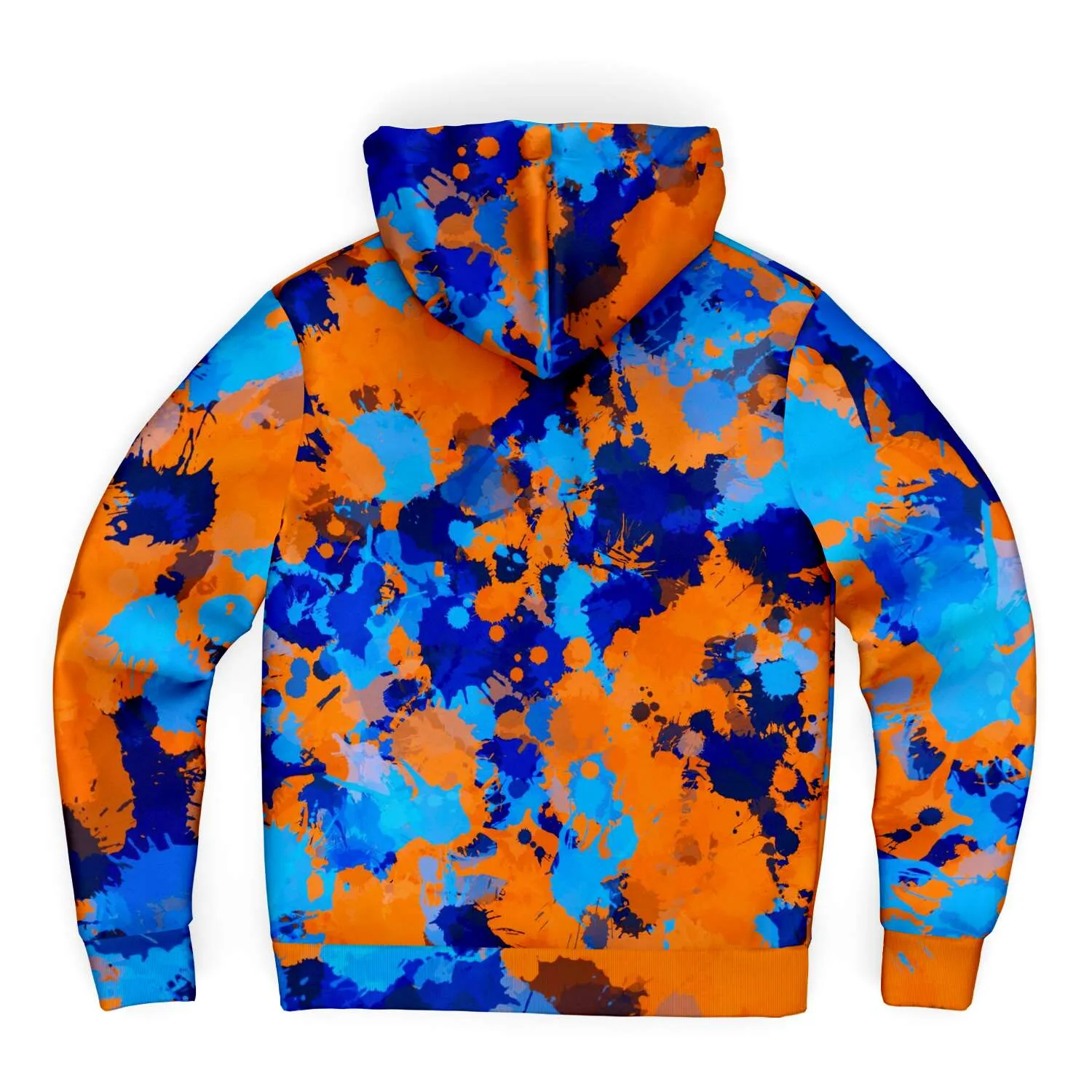 Blue and Orange Paint Splatter Sherpa Hoodie