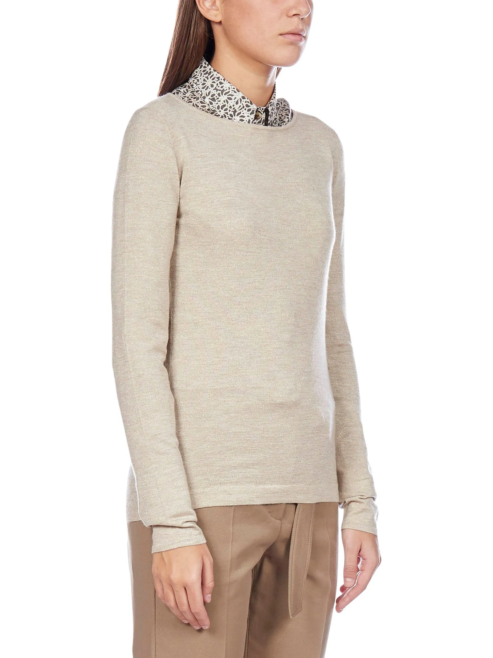 Brunello Cucinelli Slash Neck Long-Sleeve Sweater