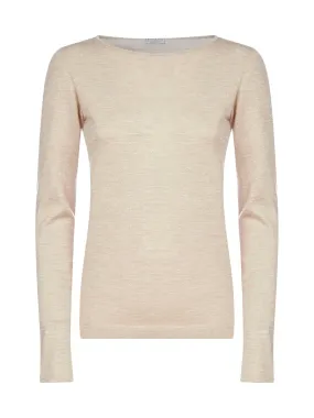 Brunello Cucinelli Slash Neck Long-Sleeve Sweater