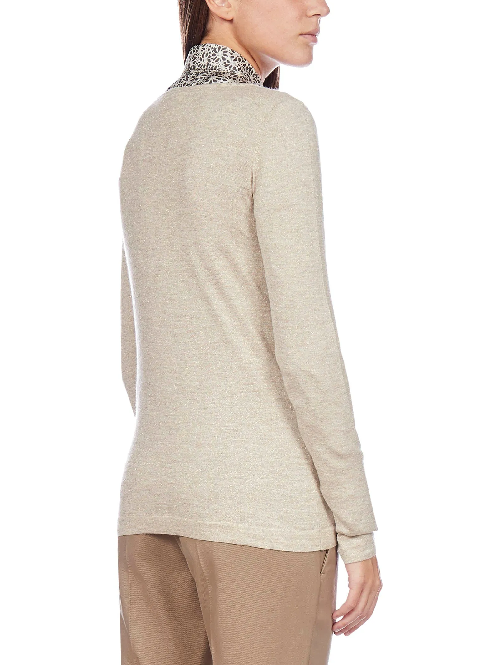 Brunello Cucinelli Slash Neck Long-Sleeve Sweater