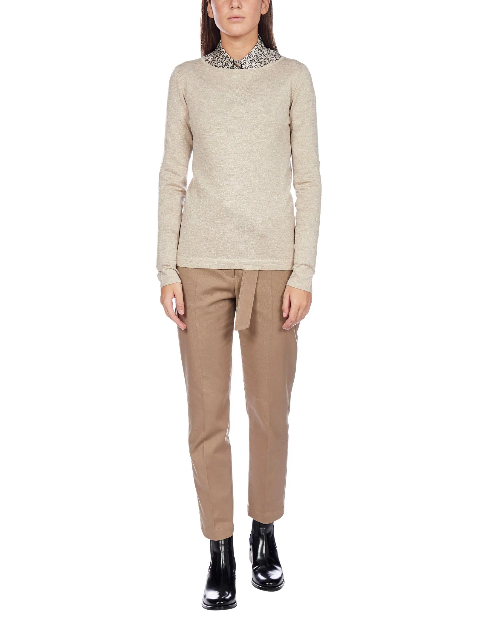 Brunello Cucinelli Slash Neck Long-Sleeve Sweater