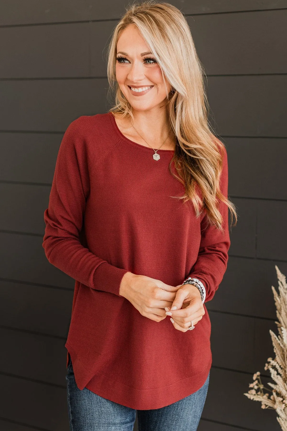 Butter Me Up Knit Sweater- Dark Rust