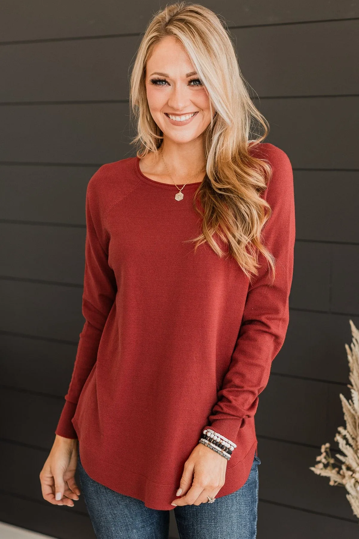 Butter Me Up Knit Sweater- Dark Rust