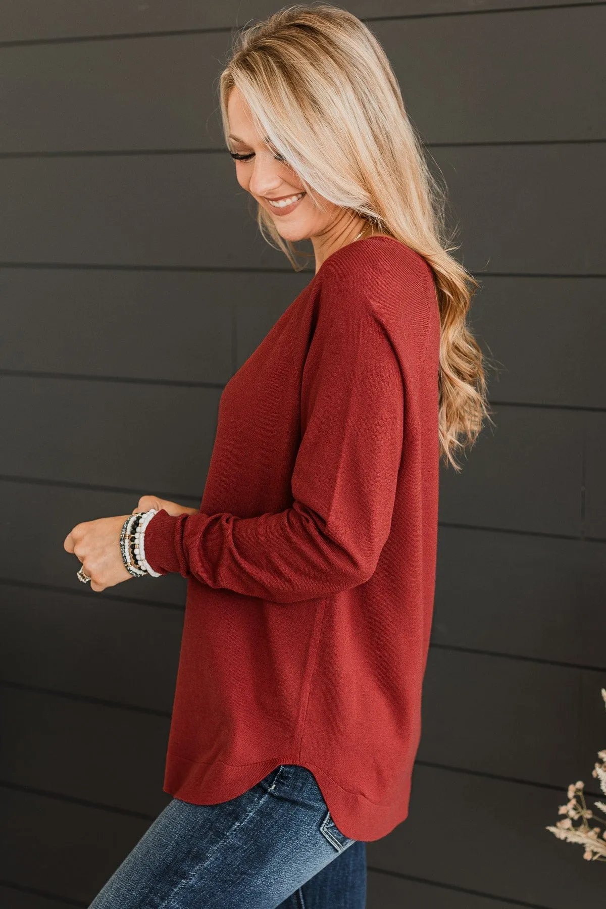 Butter Me Up Knit Sweater- Dark Rust