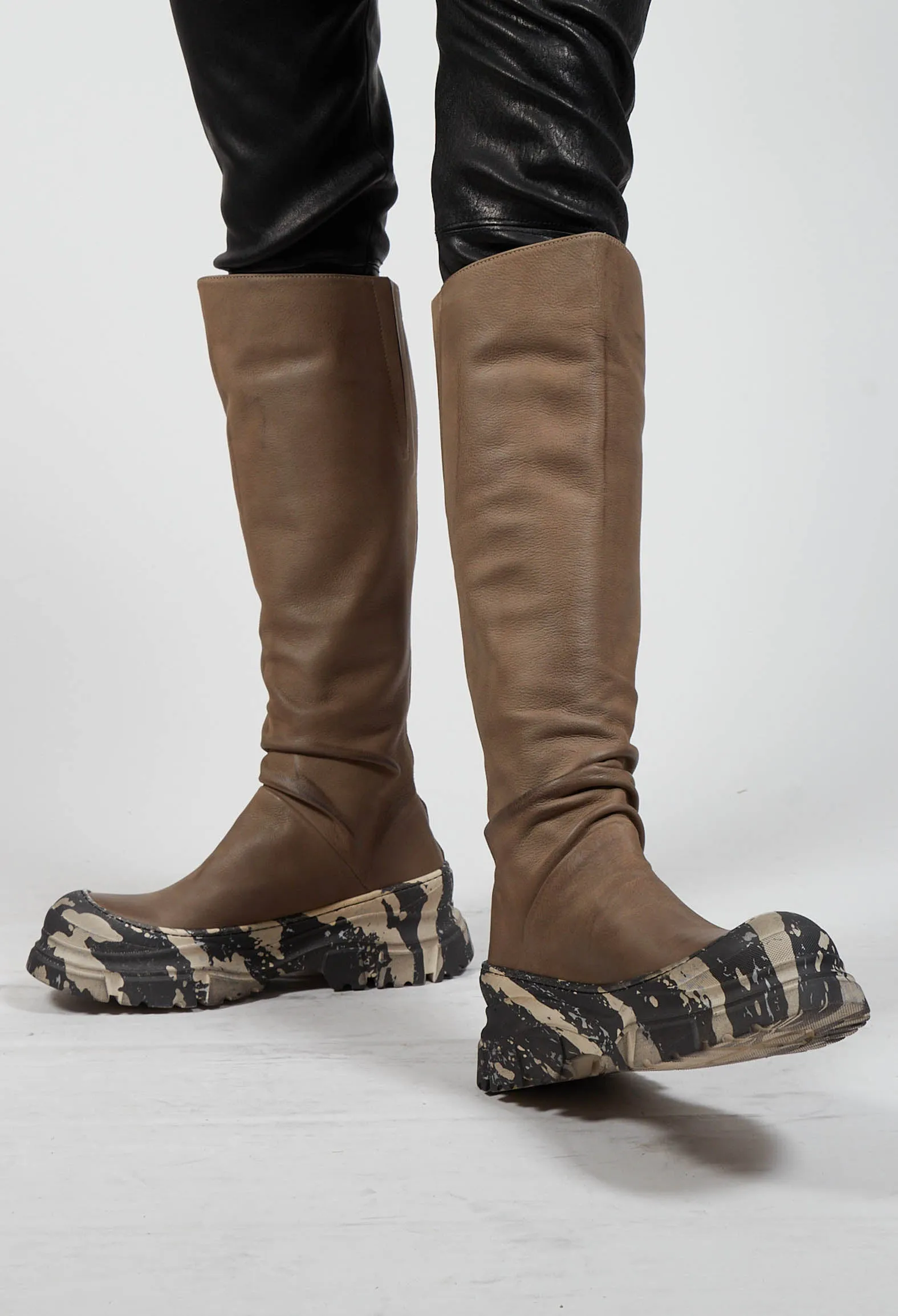 Calf Length Boots in Gasoline Atmosfera