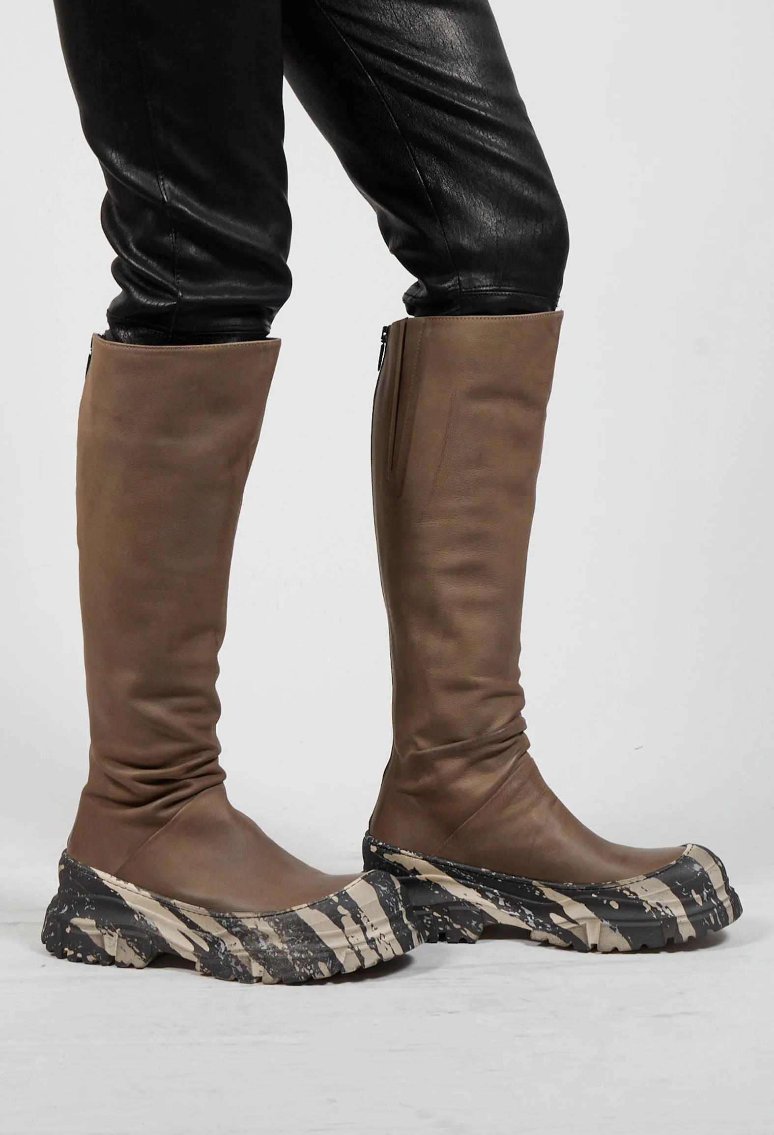 Calf Length Boots in Gasoline Atmosfera