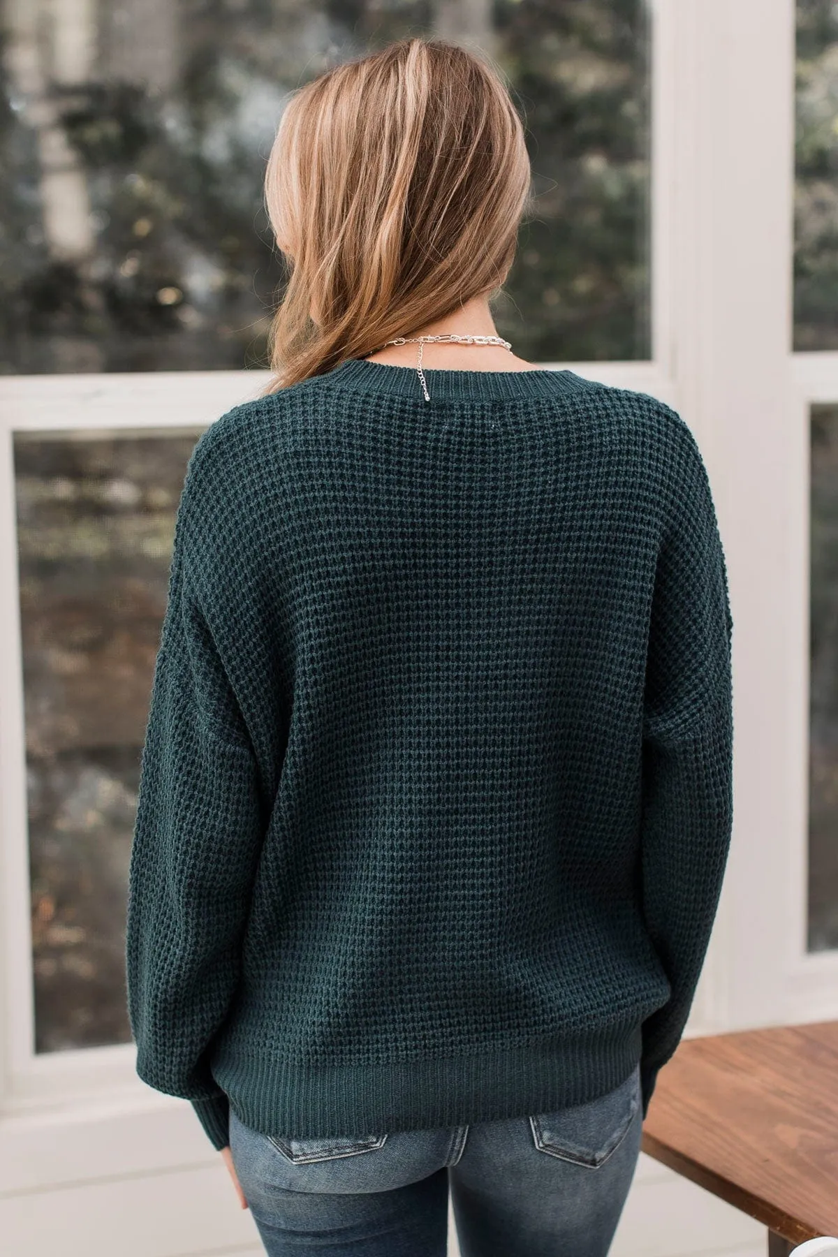 Captivating In Color Knit Sweater- Dark Teal