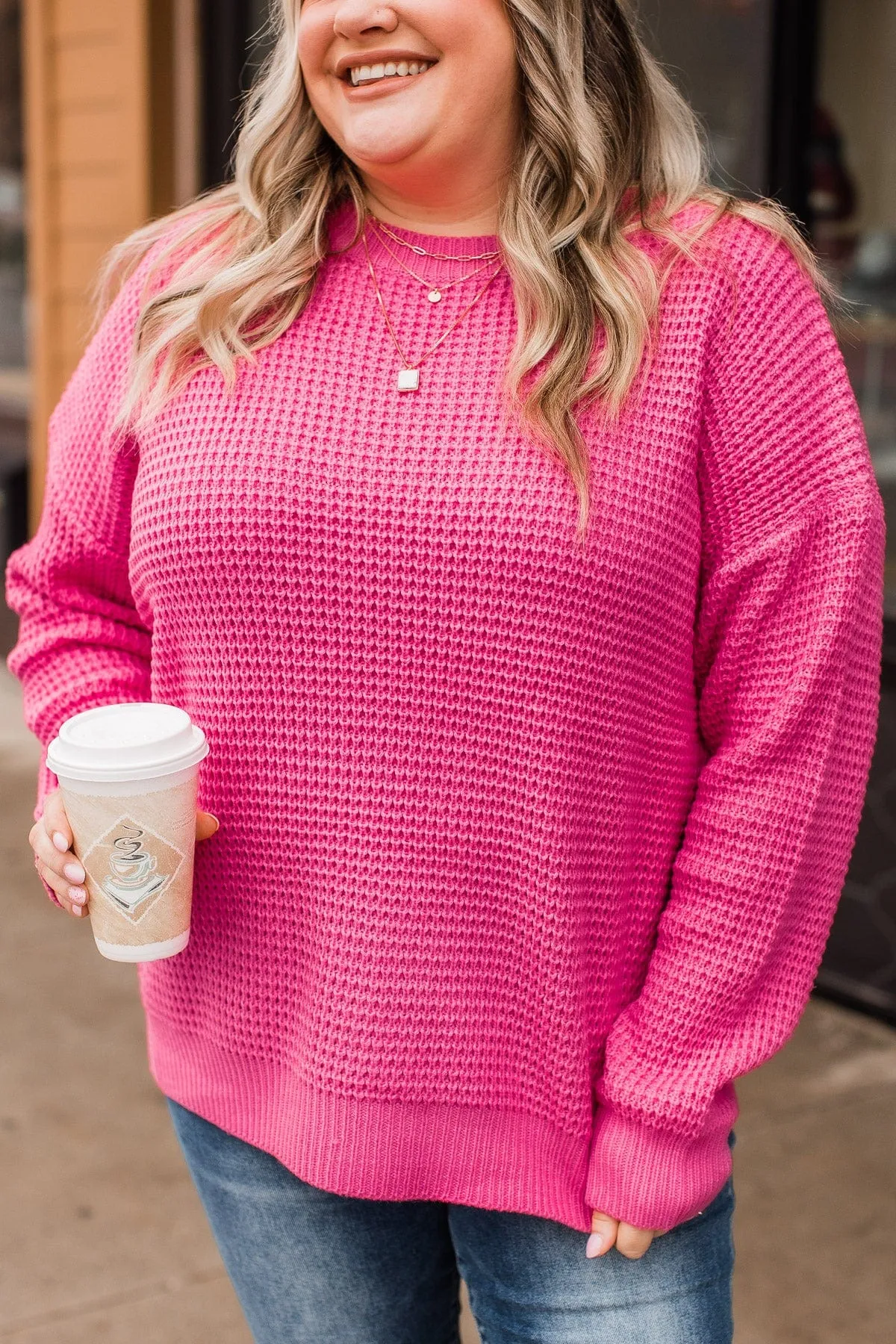 Captivating In Color Knit Sweater- Hot Pink