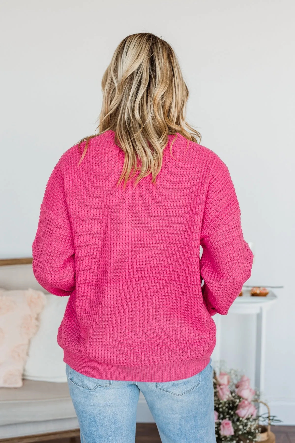 Captivating In Color Knit Sweater- Hot Pink