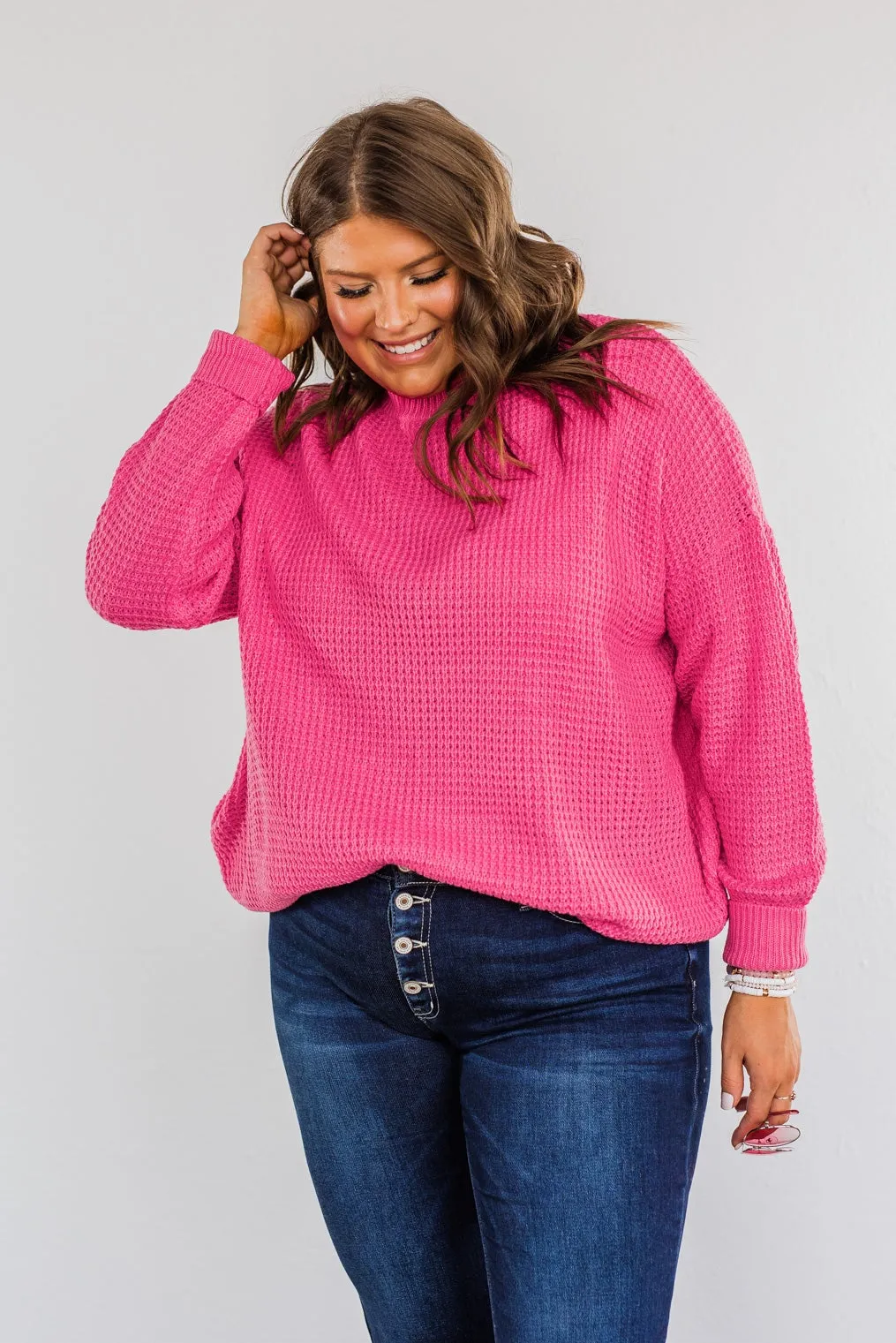 Captivating In Color Knit Sweater- Hot Pink