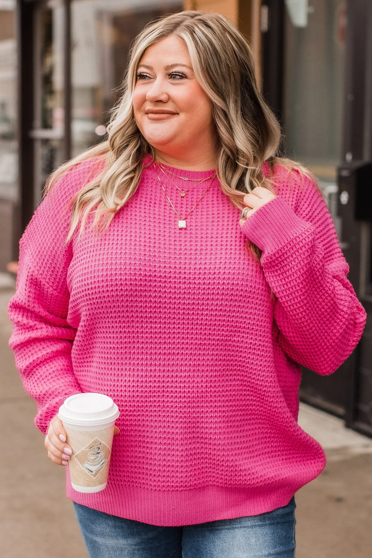 Captivating In Color Knit Sweater- Hot Pink