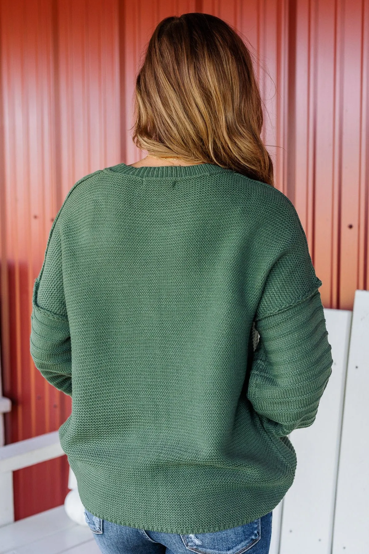 Choose To Thrive Knit Sweater- Emerald Green