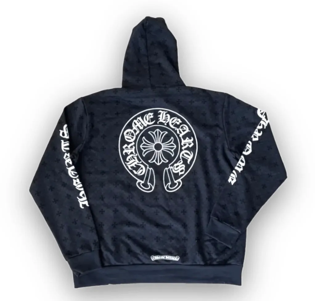 CHROME HEARTS ALL OVER PRINT HOODIE NAVY