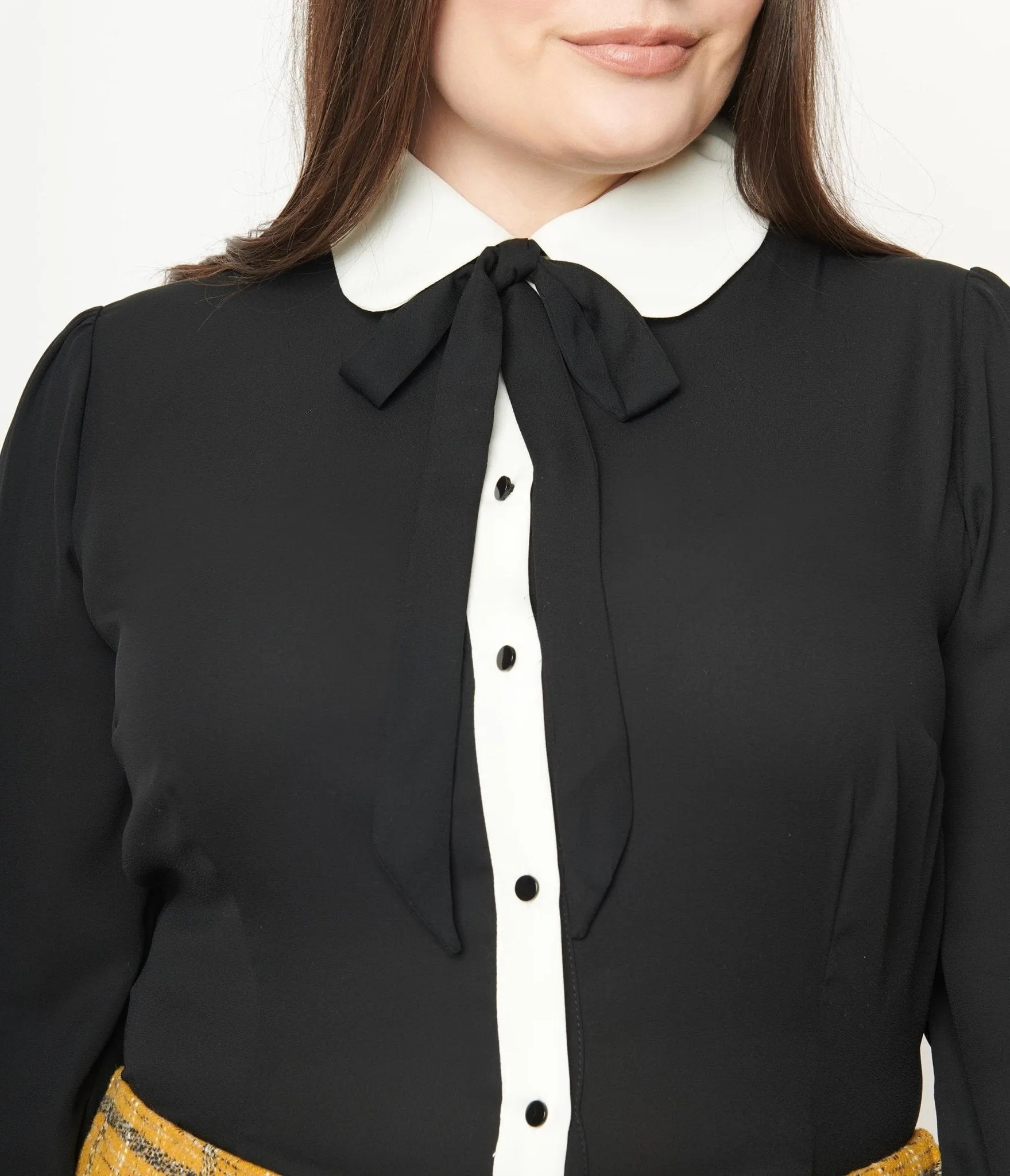 Collectif Plus Size Black & White Collar Prudence Blouse