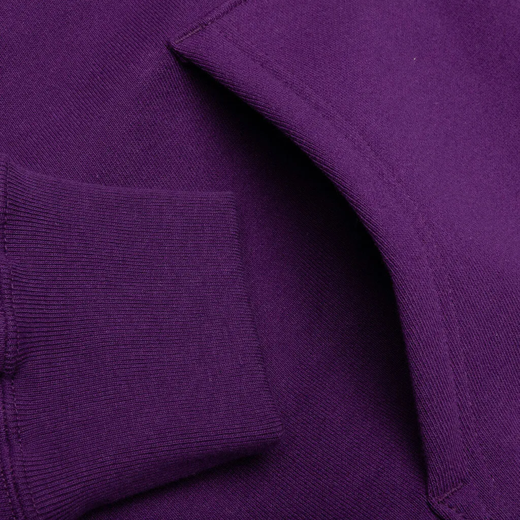 College Relaxed Fit Full Zip Hoodie - Purple