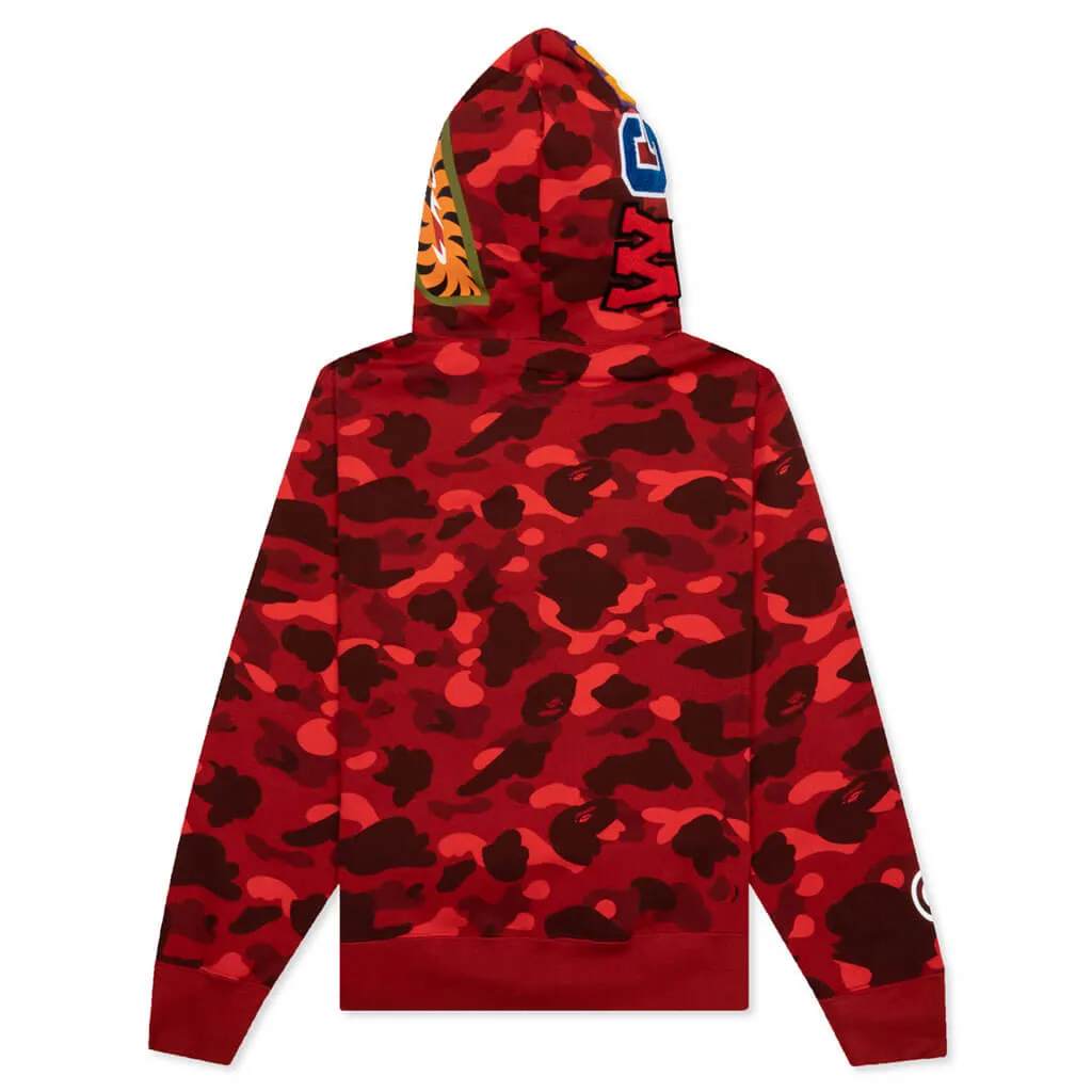 Color Camo Shark Full Zip Hoodie - Red