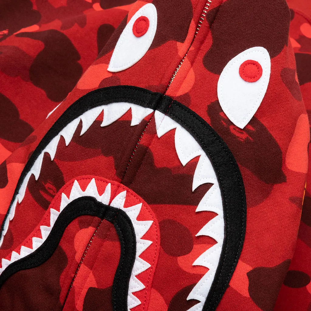 Color Camo Shark Full Zip Hoodie - Red