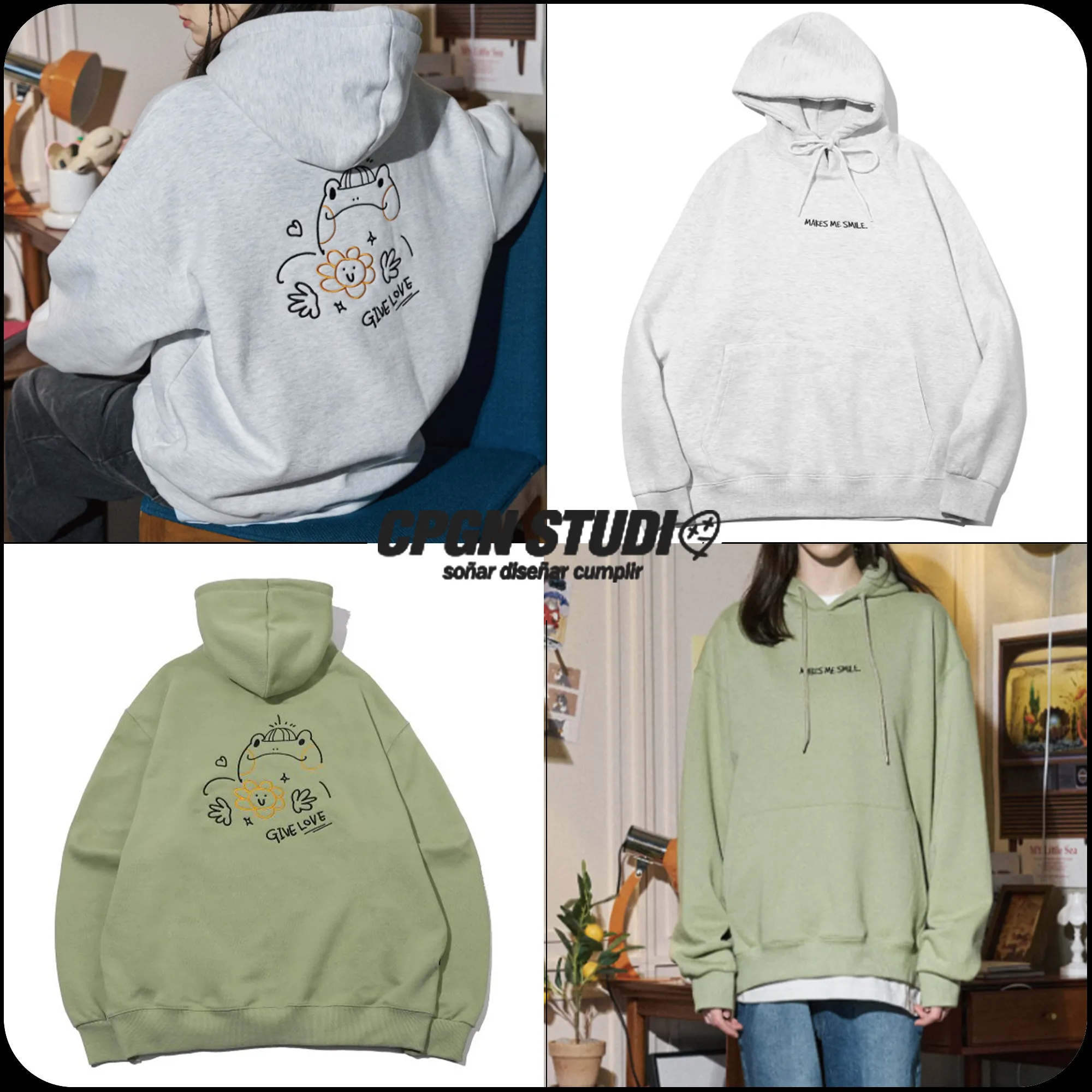 COMPAGNO  |[COMPAGNO]★FROG POP EMBROIDERED HOODIE