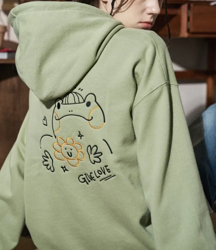 COMPAGNO  |[COMPAGNO]★FROG POP EMBROIDERED HOODIE