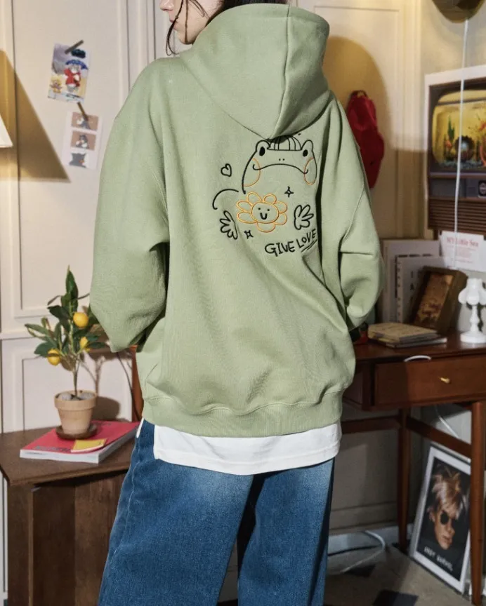 COMPAGNO  |[COMPAGNO]★FROG POP EMBROIDERED HOODIE