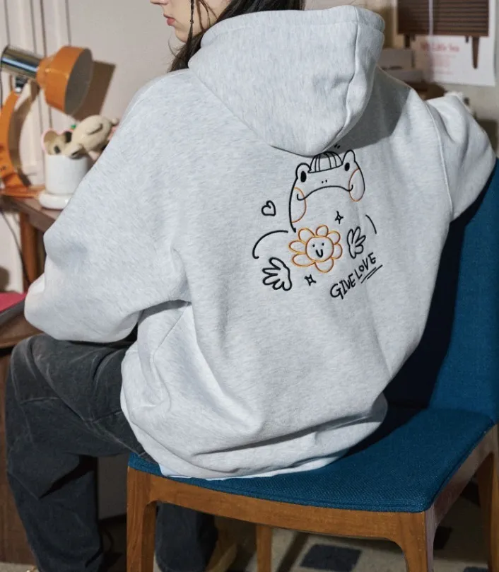 COMPAGNO  |[COMPAGNO]★FROG POP EMBROIDERED HOODIE