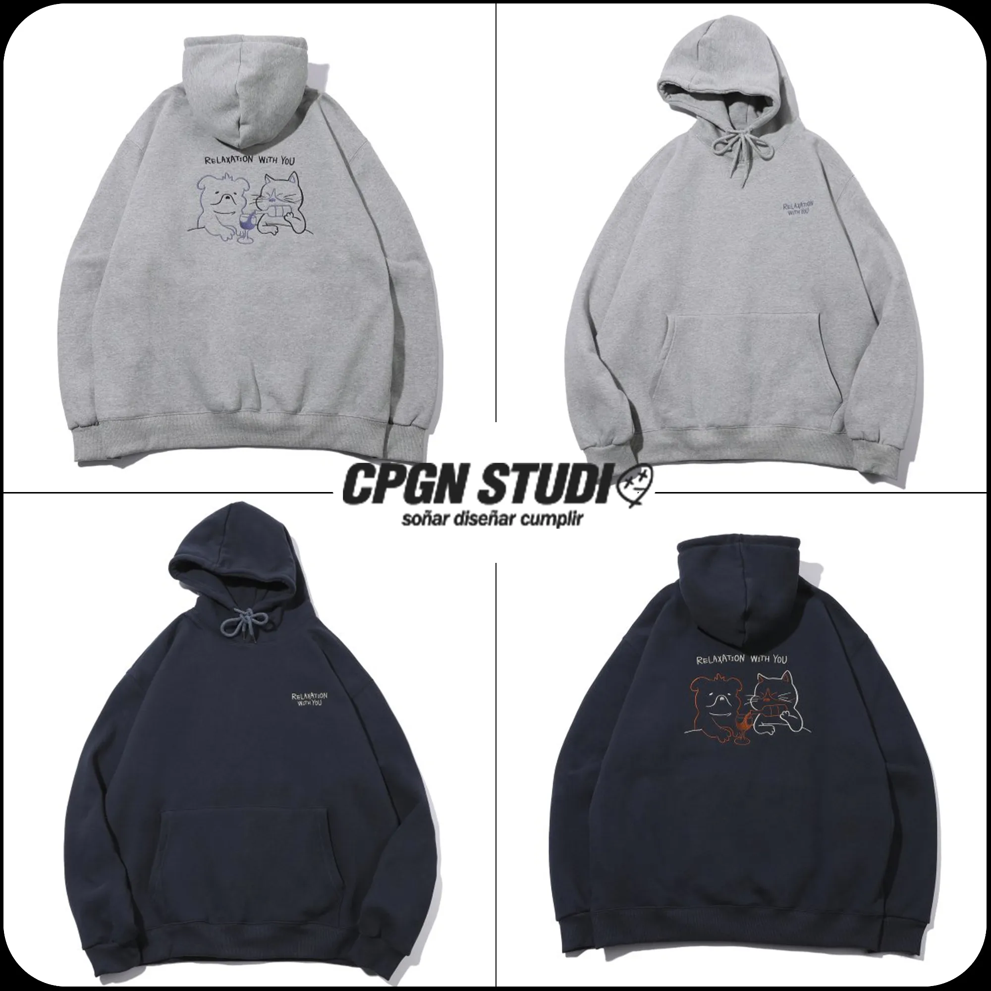 COMPAGNO  |[COMPAGNO]★WEEKEND CATDOG EMBROIDERED HOODIE