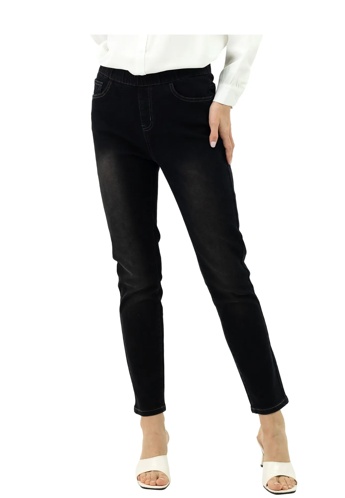 DAISY By VOIR Two-Toned Washed High Rise Slim Cut Denim Jeggings