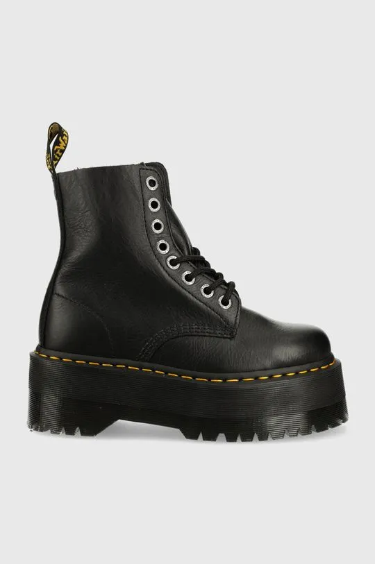 Dr. Martens leather biker boots women's black color