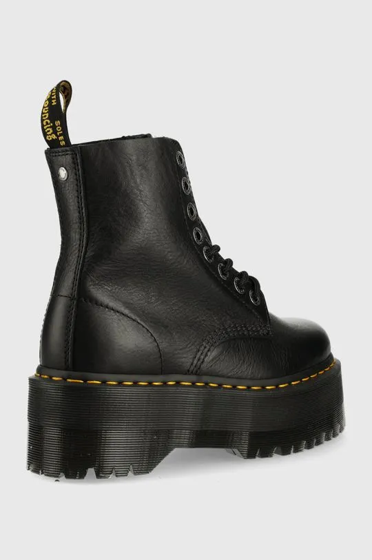 Dr. Martens leather biker boots women's black color