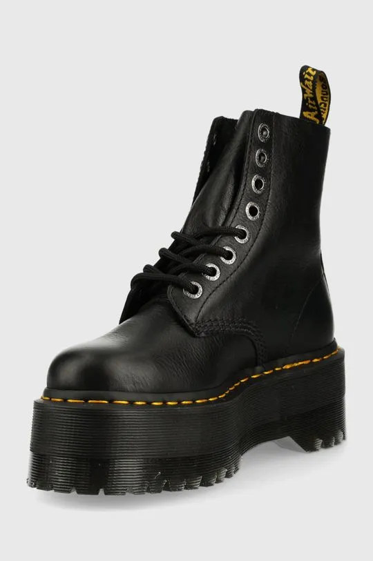 Dr. Martens leather biker boots women's black color