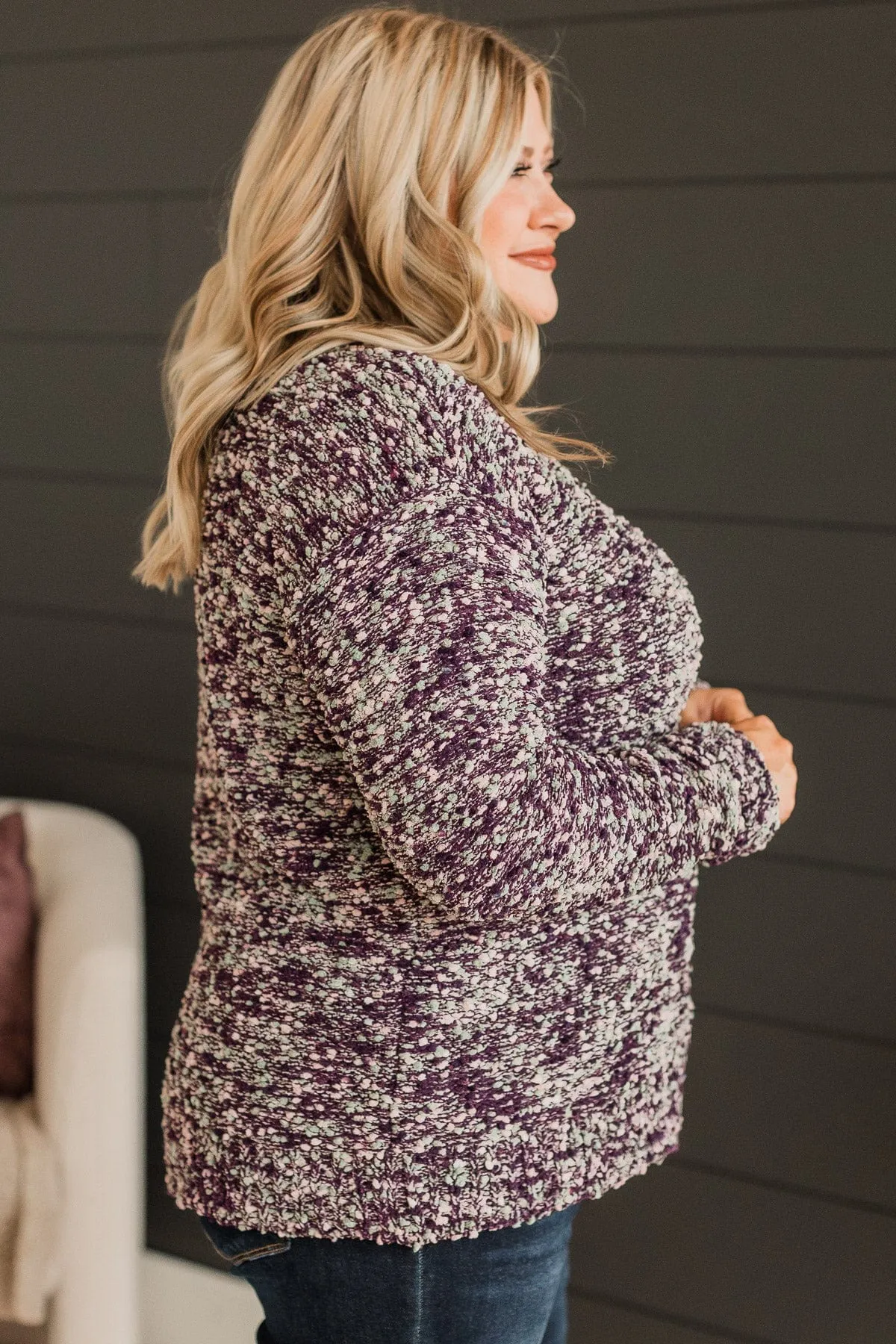 Dream All Day Popcorn Sweater- Deep Plum