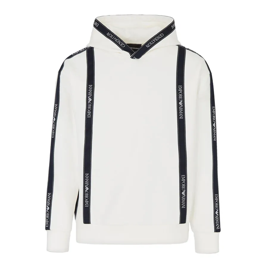 Emporio Armani - Logo Tape Hoodie in White