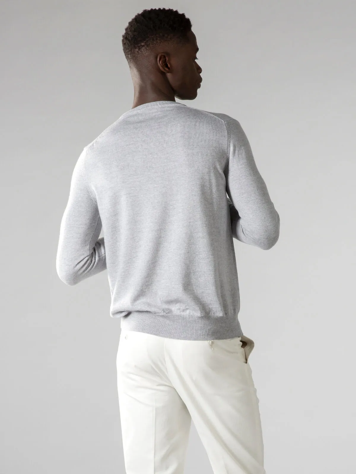 Extrafine Merino Crew Neck Sweater Light Grey