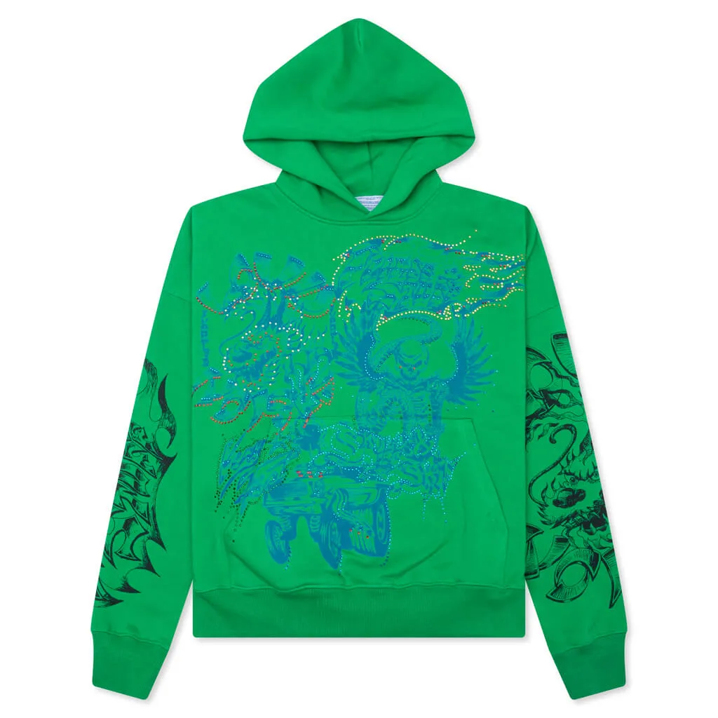 Flames N Stuff Hoodie - Spray Fade Green