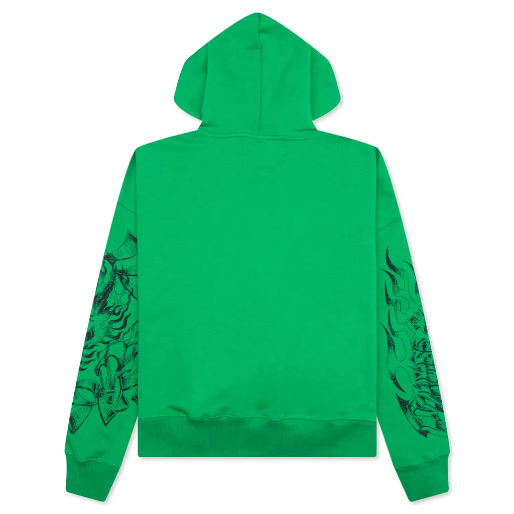 Flames N Stuff Hoodie - Spray Fade Green